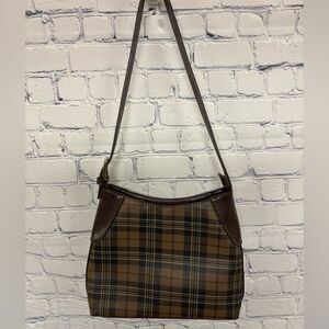 Carryland Brown Tan Tartan Plaid Classic Preppy Academia Shoulder Bag Purse
